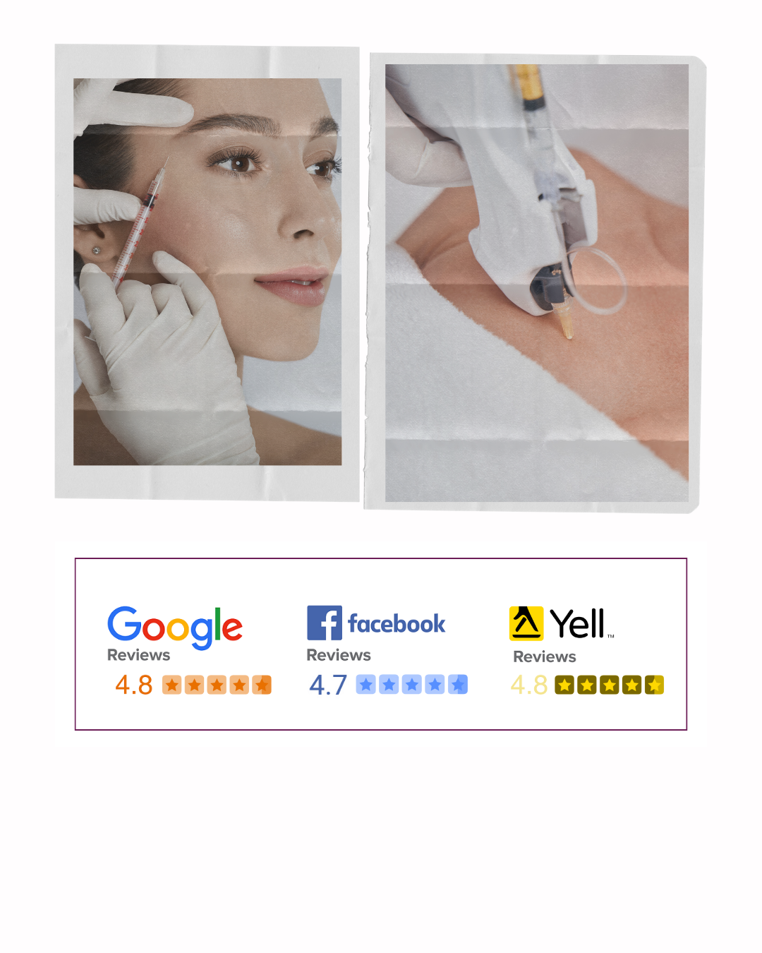 mesotherapy and mesogun collage with reviews banner